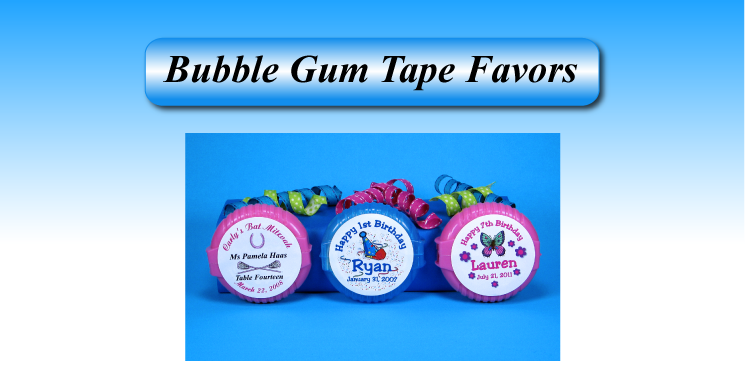 Personalized Bubble Gum Tape favors